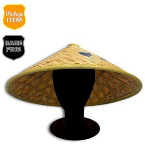 Vintage Traditional Hand-Woven Chinese Bamboo Hat Hunan. RARE!